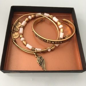 Alex and Ani 3 stack charm, beaded and cuff set
